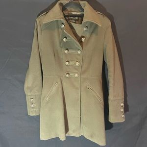 Army Green Peacoat with Adorable Buttons